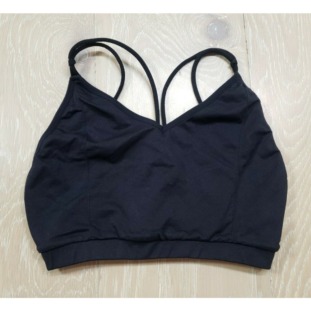 Fabletics Women's Small Strappy Running Sports Bra Top Solid Black